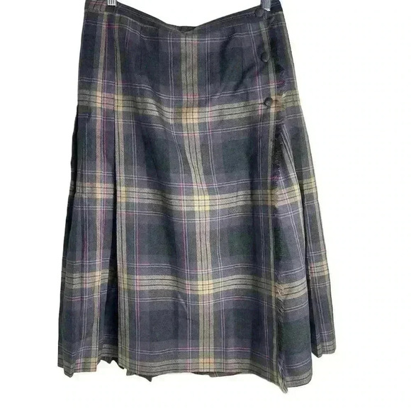 Vintage Al Jean Canada Inc. plaid pure virgin wool  pleated kilt skirt - Picture 1 of 12